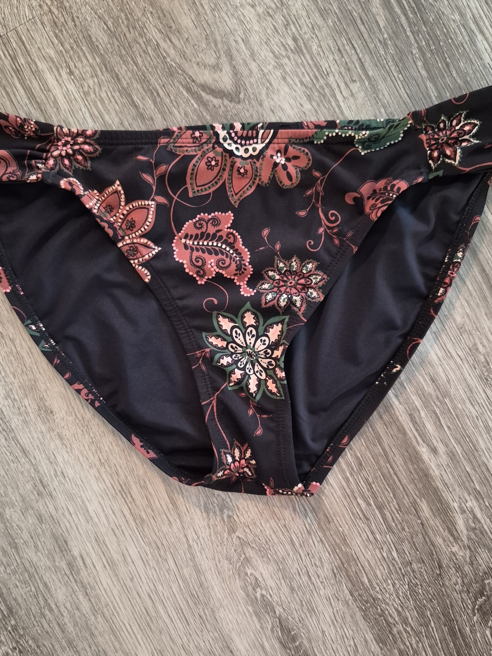 Carve Designs Black Bikini Bottom with Pink & Green Paisley